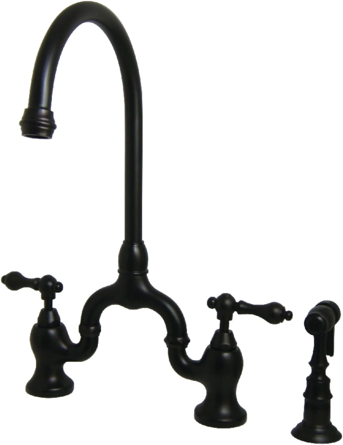 Kingston Brass KS7798ALBS English Country Kitchen Faucet with Brass Sprayer, Brushed Nickel, 13.5 x 7.75 x 16.81