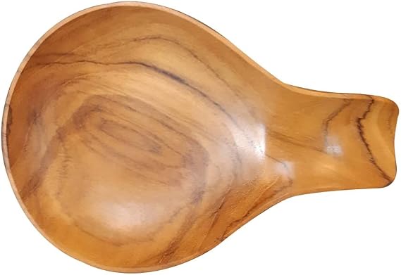 Spoon Rest for Stove Top, Teak Wood Spoon Holder for Countertop, Ceramic Spoon Rest for Kitchen Counter, Serving Platter Decor Display Fruit Snacks Appetizer Wood Green Leaf (Wood)