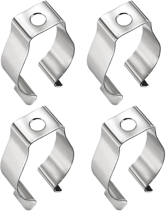 4 Pack T8 U Clips Lamp Holder Stainless Steel Clip Holder Bracket for LED Light Bulbs Pipe Clamps Lights Tube Replacement Mounting Support Accessories Silver