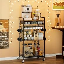 Homsorout Coffee Bar Station with Storage Drawer - 5 Tier Coffee Table Countertop Organizer for K Cups, Tea Bags, Sugar Storage and Kitchen Cabinets (Brown)