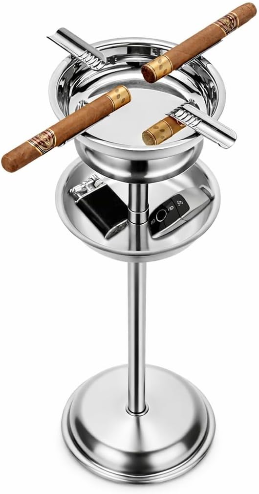 23.8-Inch Stainless Steel Floor Standing Cigar Ashtray for Patio and Lounge