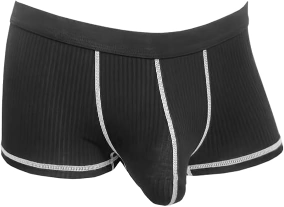 Mens Enhanced Pouch Boxers Briefs Front Open Breathable Bulge Underwear Separated Pouch Trunks for Men