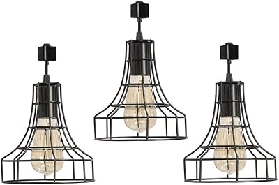 Industrial H-Type Track Pendant Lighting Commercial Track Lighting- Rustic Adjustable Industrial Track Light- Kitchen Track Lighting,Set of 3