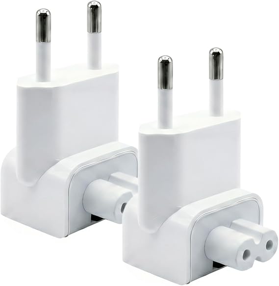 Mac European Plug Adapter, EU Wall Duck Head Converter Travel Charger Adapter Compatible with Mac Book Mac/iBook/iPhone/iPod Power Adapter Brick (2- Pack)