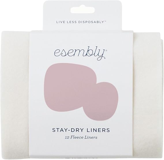 Esembly Stay-Dry Fleece Cloth Diaper Liners, 12-Pack | Moisture-Wicking Washable Fleece Cloth Diaper Liners, Keeps Baby Dry, Reduces Staining on Diaper, One Size