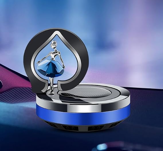 Rotating Car Air Freshener Solar Dancer Stocking Stuffers Elegant Ballet Car Perfume Aromatherapy Diffuser Car Interior Decoration Accessories Car Office Home Ornament Valentine Nice Gift (Blue)