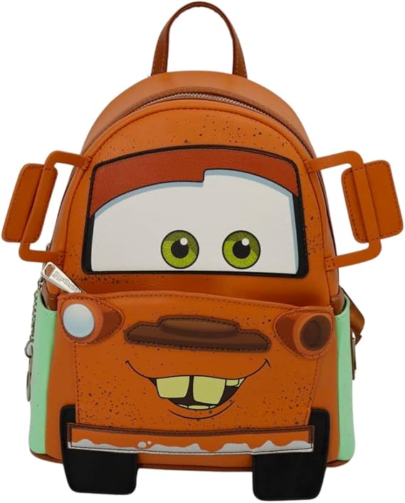 Loungefly Disney Pixar Cars Mater Cosplay Womens Double Strap Shoulder Bag Mini Backpack Purse