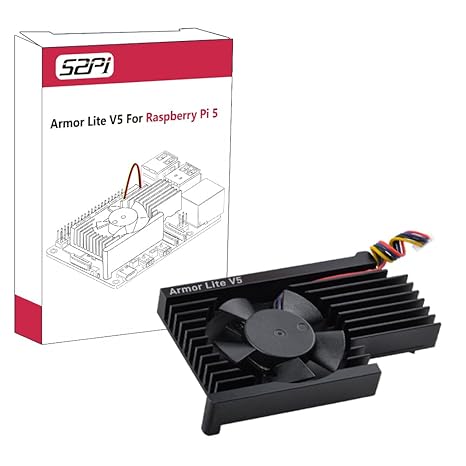 GeeekPi Active Cooler for Raspberry Pi 5, Armor Lite V5 Cooler Aluminum Heatsink and Cooling Fan for Raspberry Pi 5 4GB/8GB