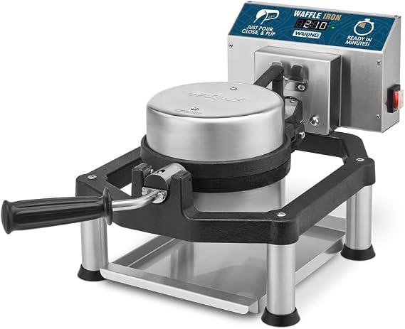 Waring Heavy-Duty Cast Iron Belgian Waffle Maker with 30 Waffles per Hour | 30 Waffles per Hour, 360 Rotating Design, for High-Volume Restaurants & Hotels, NSF Certified