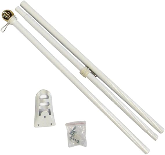 FlagsImp 6 Foot Steel White Pole with (Ball)