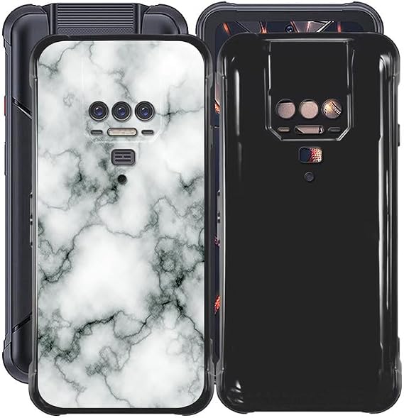 Phone Case for Cubot Kingkong 8 (6.53"), 2 Pieces Full Body Fall Protection Cover, [Ultra Thin x Shockproof ] Black Soft TPU Bumper Shell for Cubot Kingkong 8 - Marble