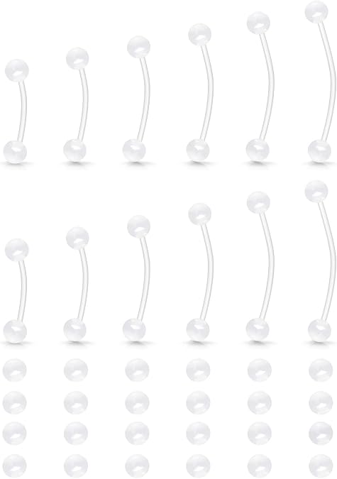 Hoeudjo Pregnancy Belly Rings Maternity Belly Button Rings Plastic Long Bar Navel Ring for Maternity Sport Pregnant Women Different Length 14/16/18/32/35/38mm Ball Size 5mm