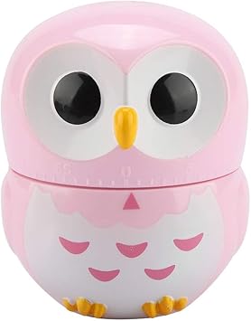 Owl Shape Kitchen Timer, Cute Manual Cooking Timer, Mechanical Cooking Counters Alarm Clock for Home,Portable Kitchen Cooking Tool for Cooking and Baking(Pinks)