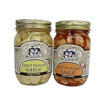 Amish Wedding All-Natural Hot and Sweet Pickled Garlic 15 Ounces (2 Jars)