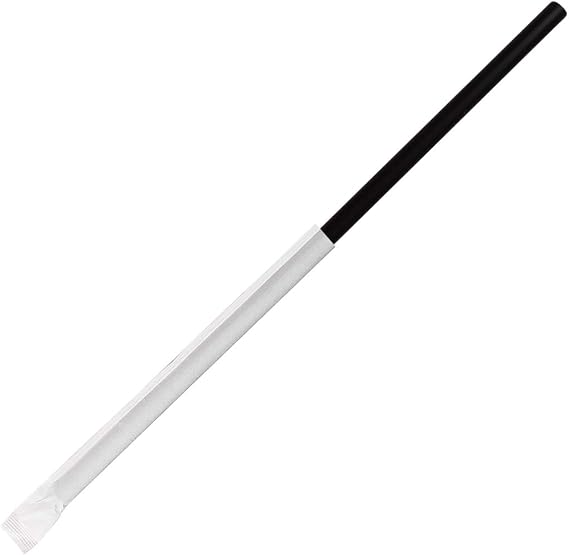 Karat [1,200 ct] 10.25" Giant Straws (8mm Diameter), Individually Wrapped | Black