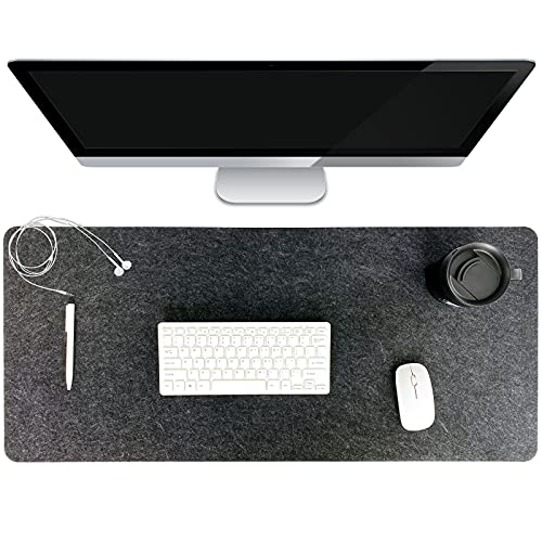 DAWNTREES Felt Desk Pad,Desk Mat for Desktop,Keyboard and Mouse Mat35.5 x 15.8,Suitable for PC,Keyboard, Laptops, Office