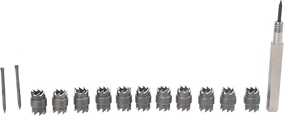 BORDSTRACT 13Pcs Spot Weld Cutter Set, 3/8in Cut Welding Tool Remover Kits Double Sided, Hex Sheet Metal Hole Cutter, for Power Drill