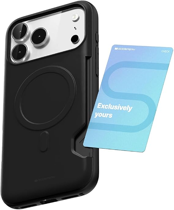 GOOSPERY for iPhone 17 Pro Max Wallet Case [MagSafe Compatible] Card Holder Case, Mag Bumper, Durable Dual Layer Protective Cover - Black
