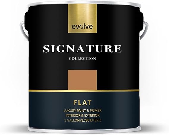 EVOLVE Signature Collection Luxury Interior Paint & Primer, Flat Sheen (Amber Brown), 1 Gallon Premium One-Coat Coverage, Low VOC, Low Odor, Washable Finish for Walls, Ceilings & Trim