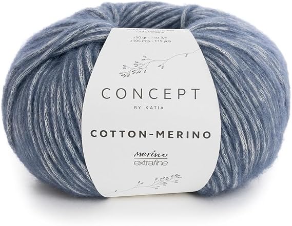 Katia Cotton-Merino colour 115 Jeans 50g ball 70% Cotton 30% Merino Extrafine 104m using 4.5mm needles