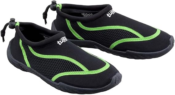 TUSA Sport Slip-On Aqua Shoe, Black/Green, Size 8