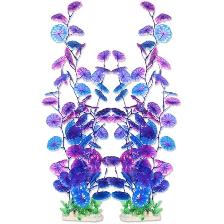 Tall Aquarium Plants, Big Plastic Plants for Fish Tanks Decor, 15.75 Height Purple, 2pcs