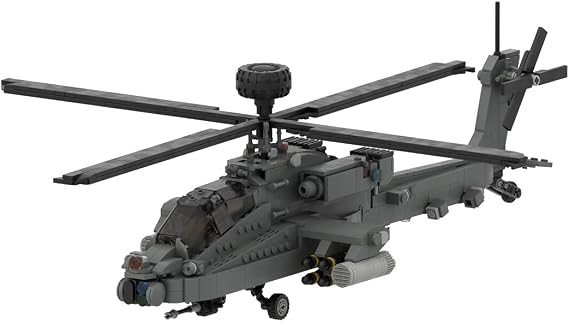 MOC-104169 AH-64 Apache Attack Helicopter Model Kit, Military Aircraft Model, Rotating Rotors & Opening Cockpit, MOC Designer Series Military Display Adults - 995PCS