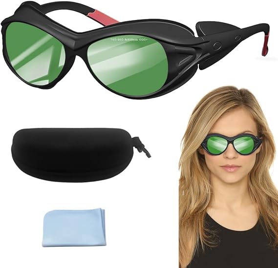 Red Light Therapy Glasses, Laser Safety Glasses IPL 765-865nm&808nm, Eyes Protection for Tanning Goggles and Red Light Therapy and Laser Hair Removal