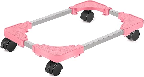 Liitrton Mobile CPU Stand, Adjustable Computer Tower Stand with 4 Locking Casters, Ventilation PC Stand for Floors, Multiple Colors, Fits Most PC Tower Under Desk Stand for Office Gamers Pink