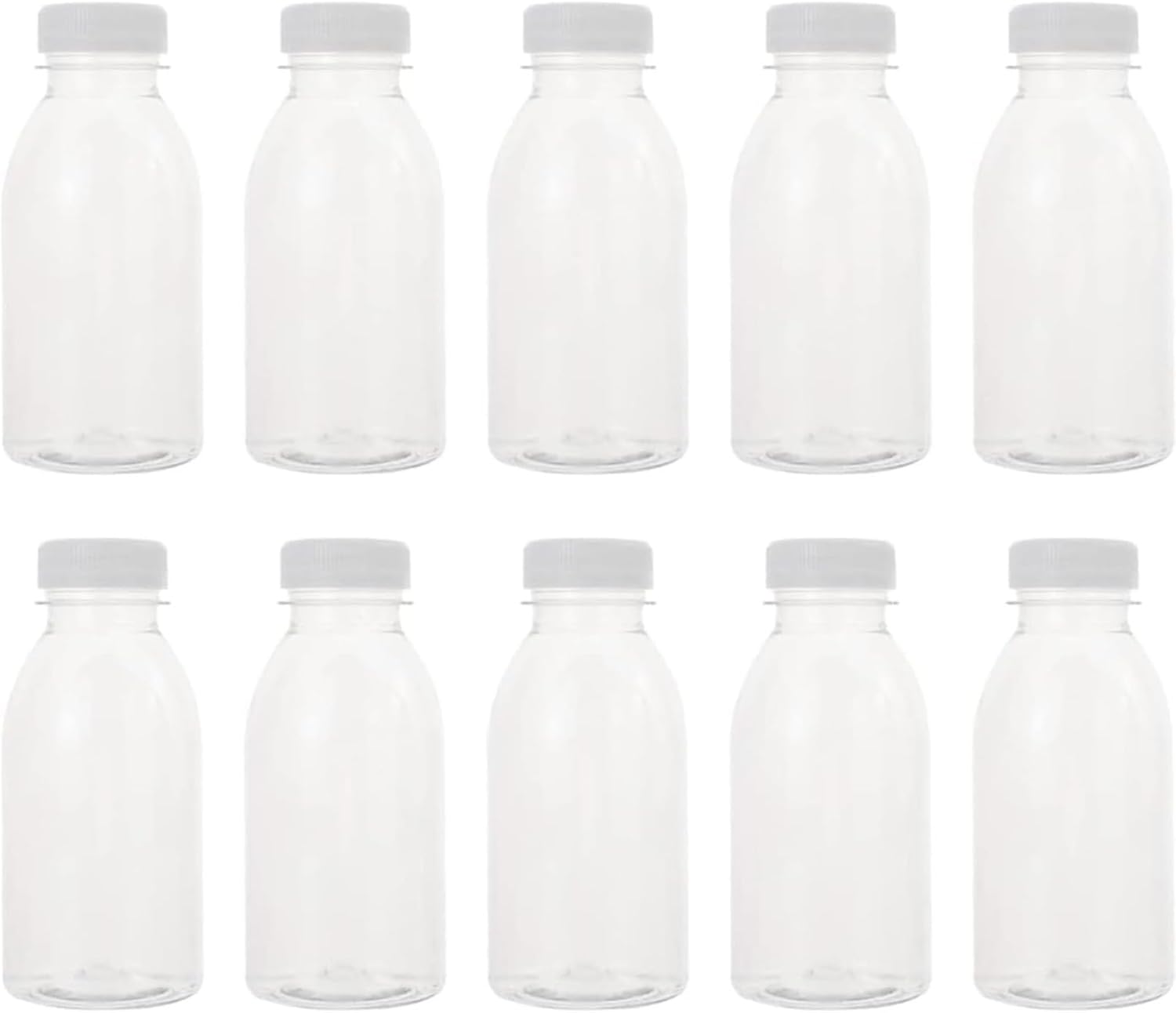 Empty plastic bottle 350ml Set of 30 with cap White Reusable Food grade material Leakproof Refrigerable Easy to wash Lightweight and portable Liquid storage Juice, smoothie, milk, water Refill bottle Commercialhomerestaurantevent 50 pieces, white