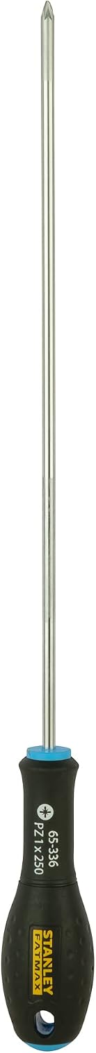 Stanley - FatMax Pozidriv PZ1 screwdriver 250 mm blade length, chrome vanadium ergonomic SoftGrip handle 0-65-319, Silver