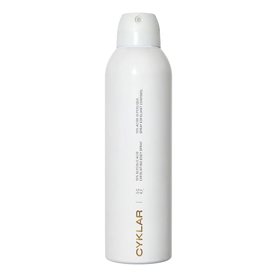 Cyklar Glycolic Acid Exfoliating Body Spray 10% AHA Toner for Face & Body. Skin-Smoothing Spray with Peptides & Enzymes Fragrance-Free, 6 fl oz