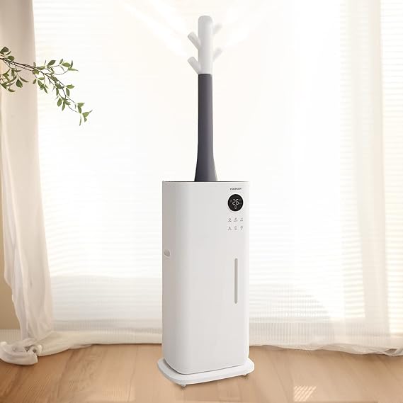 Humidifiers for Home Large Room-YOKEKON Large Humidifier for Whole House 3000 sq ft, 5.3Gal/20L, Greenhouse, Commercial Branch Tube Design with 360 Nozzle Sets, Remote, White