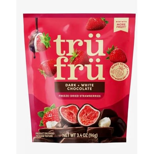 Tru Fru Freeze Dried Strawberries in Dark &amp; White Chocolate - 3.4 oz