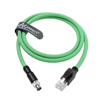 M8 A-Code 4 Pin Male to RJ45 Ethernet Cable Cat6a High-Flex Shielded for Beckhoff ZK1090-3191 Industrial Automation EtherCAT Fieldbus 20in50cm