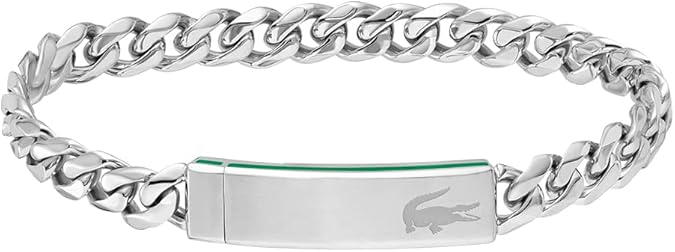 Lacoste Mens Basket Collection Chain Bracelet Available in Black or Silver, One Size, Stainless Steel, No Gemstones