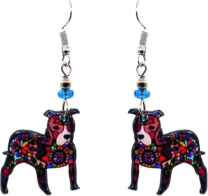 Dog Earrings for Women, Artistic Breed Dangle Earrings, Colorful Animal Jewelry, Gift for Dog Lovers