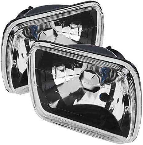 Fits 7X6 Black Clear Square Replacement Headlights Lamps H4 H6054 Conversion Kit