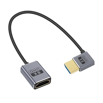 Duttek Ultra Thin 90 Degree HDMI to HDMI Extender Cable 1FT, 48Gbps, 8K@60Hz, 4K@240Hz Coaxial Left Angle Male to Female Cable for Dynamic HDR, eARC, for GH5S, PS5, PC.