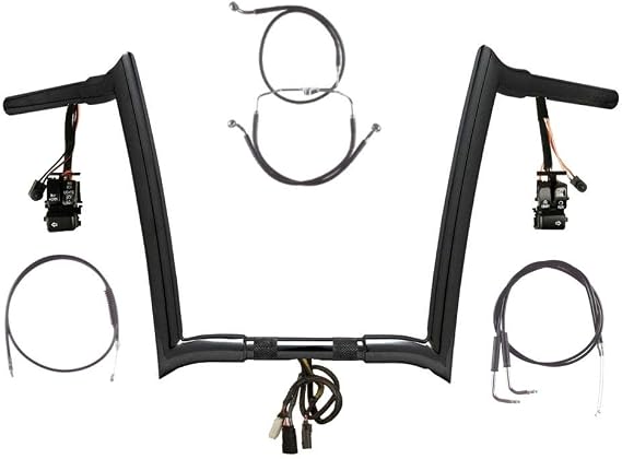 Hill Country Customs 1 1/4" BBlack 14" Prewired Paul Yaffe Monkey Bar Kit for 1996-2006 Harley Road King models with Cruise Control - PW-0601-3141GBB-RK06-C