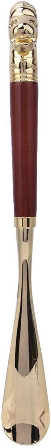 Shoe Horn Long Handled Metal Lion Head Shoe Horn Wooden Long Handle Shoe Lifter Shoe Spoon Tool for Men Ladies(Brown, 58cm)