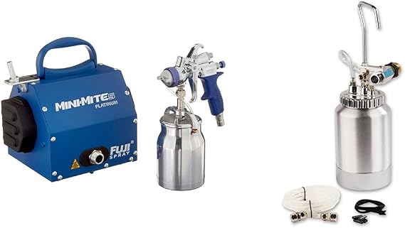 Fuji Spray Mini-Mite 5 Platinum T70 HVLP Spray System with 2Qt Pressure Pot Assembly for Turbine Equipment