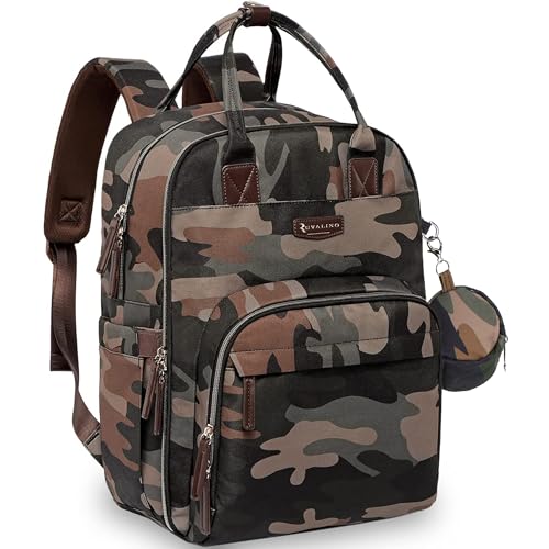 RUVALINO Diaper Bag Backpack, Multifunction Travel Back Pack Maternity Baby Changing Bags, Large Capacity, Waterproof and Stylish, Green Camo