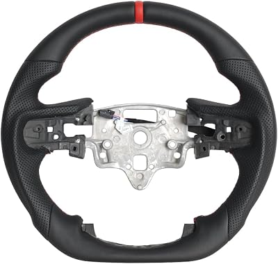 Full Leather Steering Wheel, D-Shaped Flat Bottom Perforated Leather Grip Steering Wheel Fit for Chevrolet Silverado 1500 2500 with Heated 2019Paddle Version