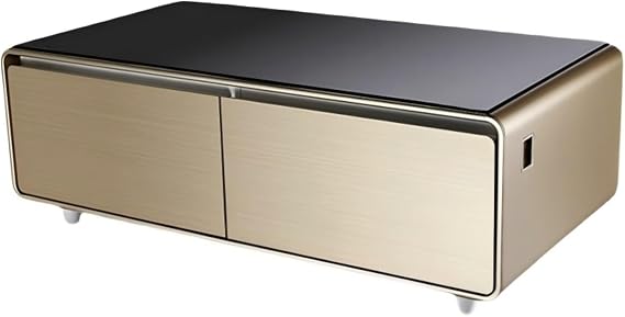 Smart Coffee Table with Built-in Fridge, Wireless Charger & Bluetooth Speaker