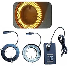 Microscope Kit 144 PCS Ring Lamp, LED Microscope Yellow Ring Light with Adapter 90V-240V Microscope Lens Adapters