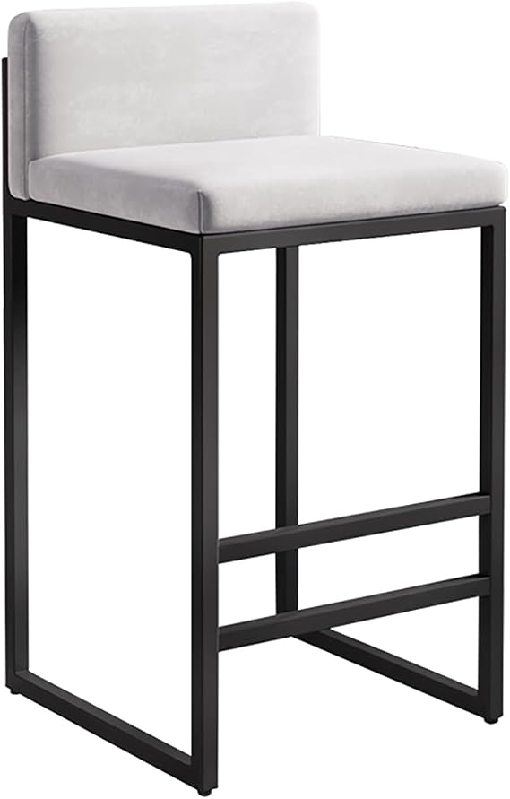 Island Chairs,Modern Bar Stools,Square Seat with Backrest,Upholstered Breakfast Chair for Dining Room Home Kitchen, Kitchen Bar Stool (Color : White+Black, Size : H:65cm/26)