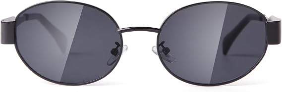 Trendy Oval Sunglasses for Women Men,Fashion Retro 90s Metal Frame Sun Glasses Y2K Shades