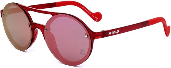 Moncler ML0064 Sunglasses - Shiny Red Frame, Smoke Mirror Lenses, 53 mm Lens Diameter ML00645366C