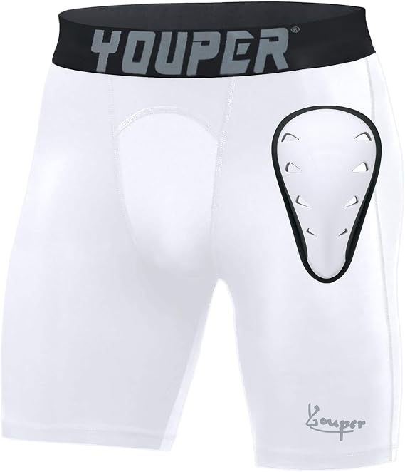 Youper Athletic Supporter, Compression Shorts w/Soft Protective Athletic Cup, Adult Sizes